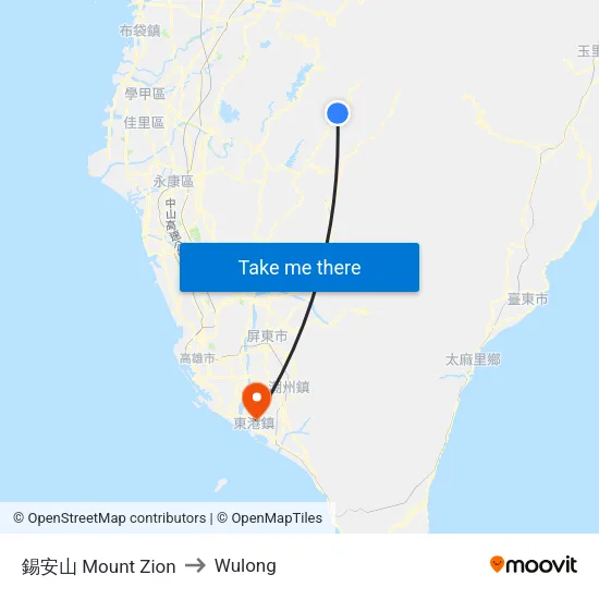 錫安山 Mount Zion to Wulong map