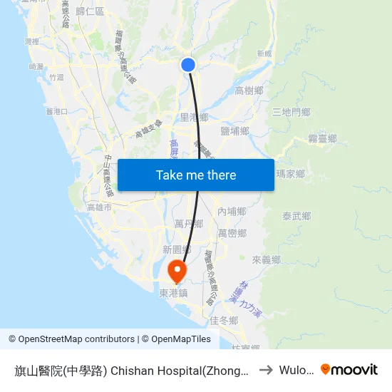 Chishan Hospital (Zhongxue Road) to Wulong map