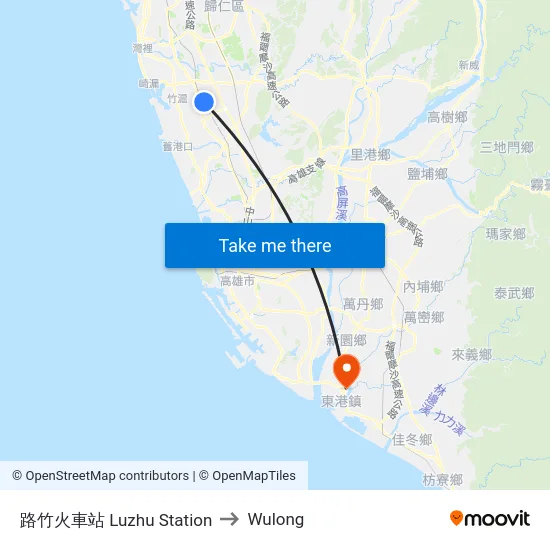 路竹火車站 Luzhu Station to Wulong map