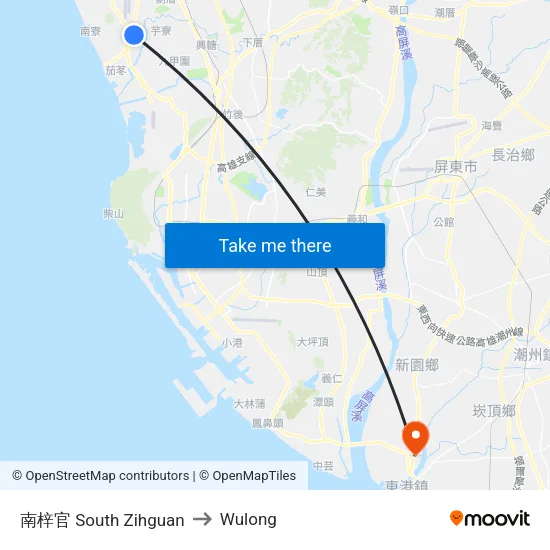 South Zihguan to Wulong map