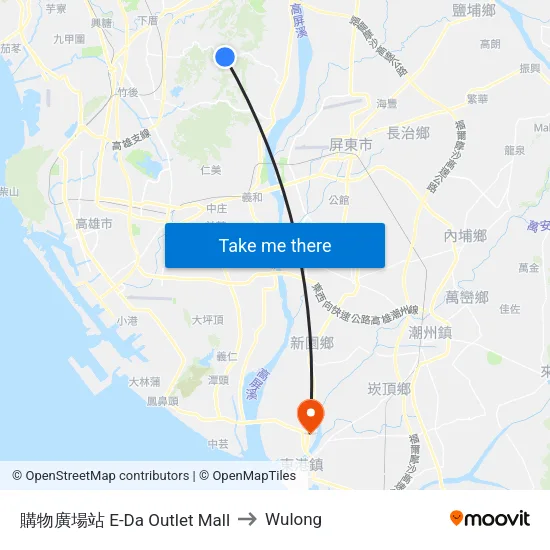 E-Da Outlet Mall to Wulong map