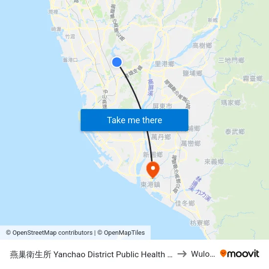 燕巢衛生所 Yanchao District Public Health Center to Wulong map