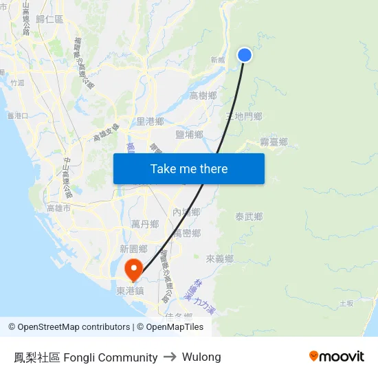 鳳梨社區 Fongli Community to Wulong map