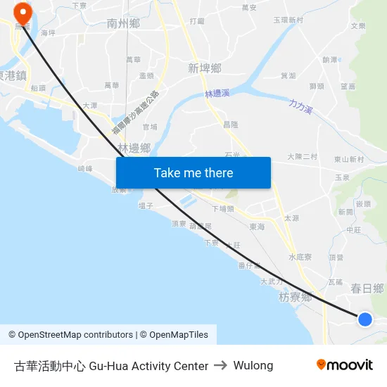 Gu-Hua Activity Center to Wulong map