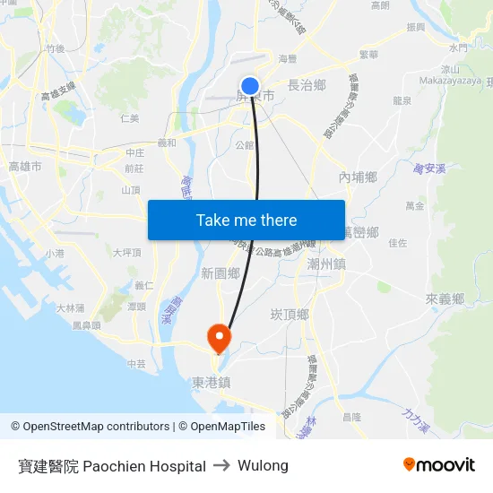 寶建醫院 Paochien Hospital to Wulong map