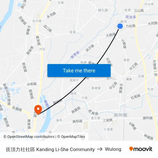 崁頂力社社區 Kanding Li-She Community to Wulong map