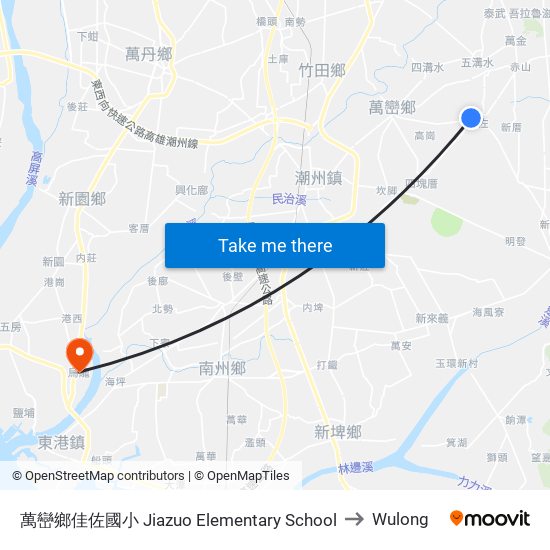 萬巒鄉佳佐國小 Jiazuo Elementary School to Wulong map