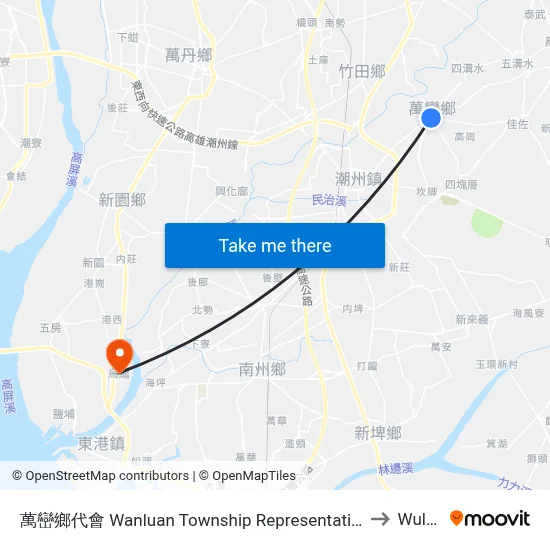 萬巒鄉代會 Wanluan Township Representative Conference to Wulong map