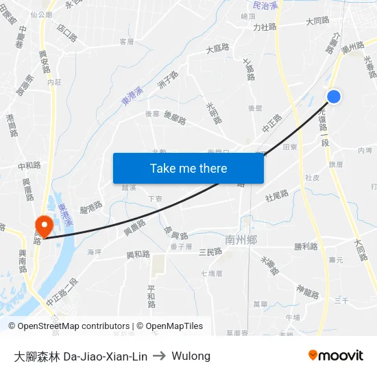 大腳森林 Da-Jiao-Xian-Lin to Wulong map