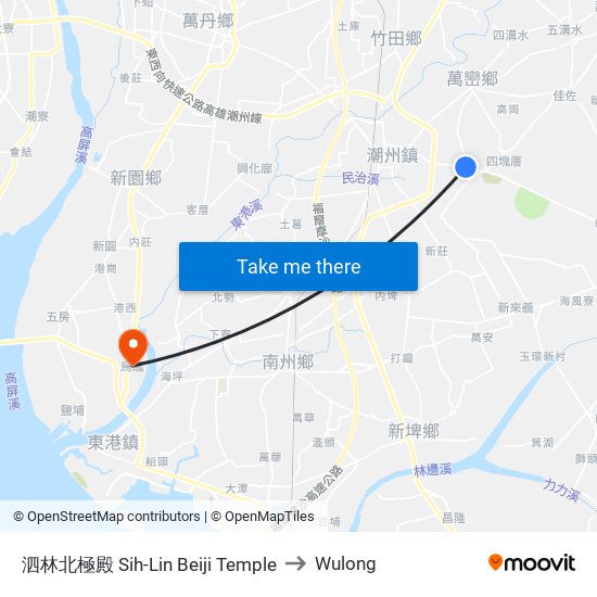 泗林北極殿 Sih-Lin Beiji Temple to Wulong map