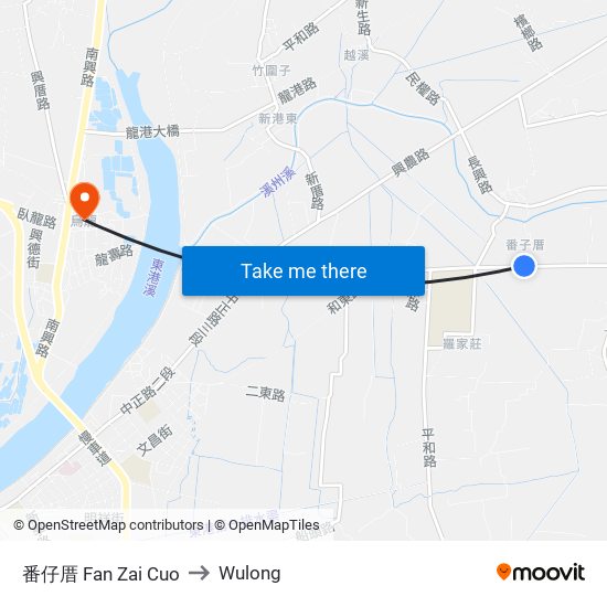 番仔厝 Fan Zai Cuo to Wulong map