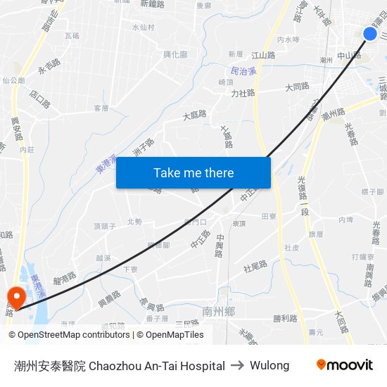 潮州安泰醫院 Chaozhou An-Tai Hospital to Wulong map