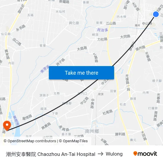 潮州安泰醫院 Chaozhou An-Tai Hospital to Wulong map