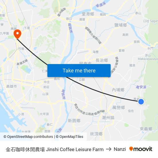 金石咖啡休閒農場 Jinshi Coffee Leisure Farm to Nanzi map