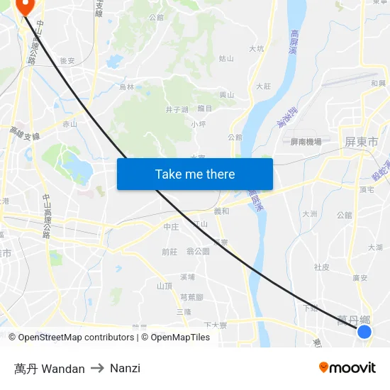 Wandan to Nanzi map