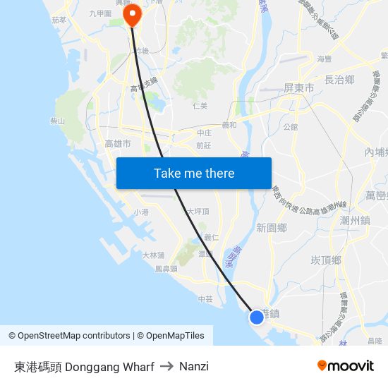 東港碼頭 Donggang Wharf to Nanzi map