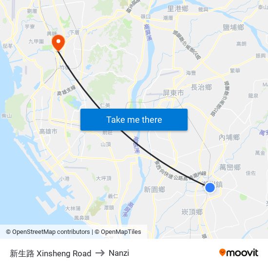 新生路 Xinsheng Road to Nanzi map