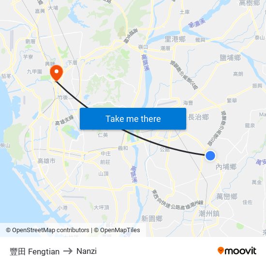 豐田 Fengtian to Nanzi map