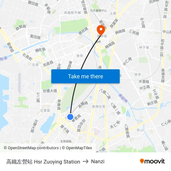高鐵左營站 Hsr Zuoying Station to Nanzi map