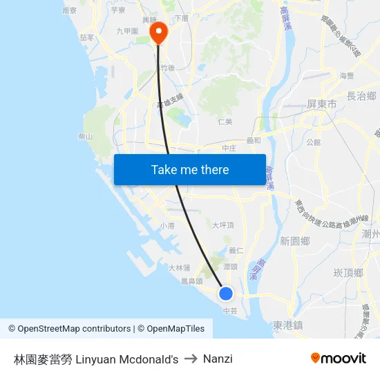 林園麥當勞 Linyuan Mcdonald's to Nanzi map