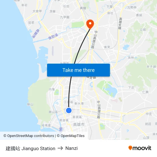 建國站 Jianguo Station to Nanzi map