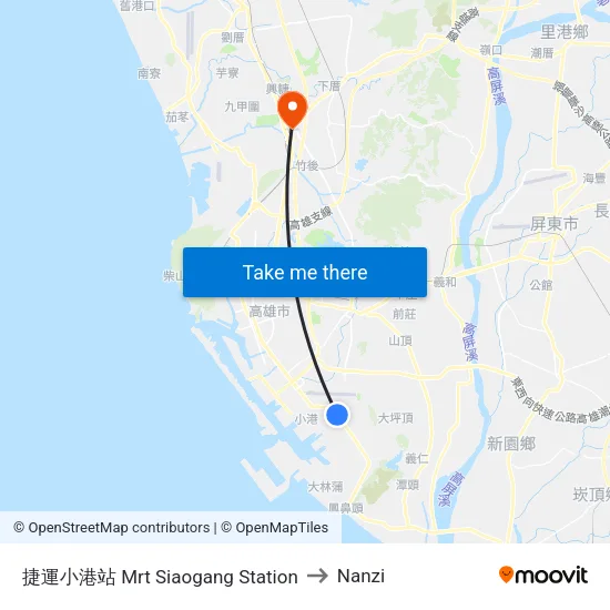 捷運小港站 Mrt Siaogang Station to Nanzi map