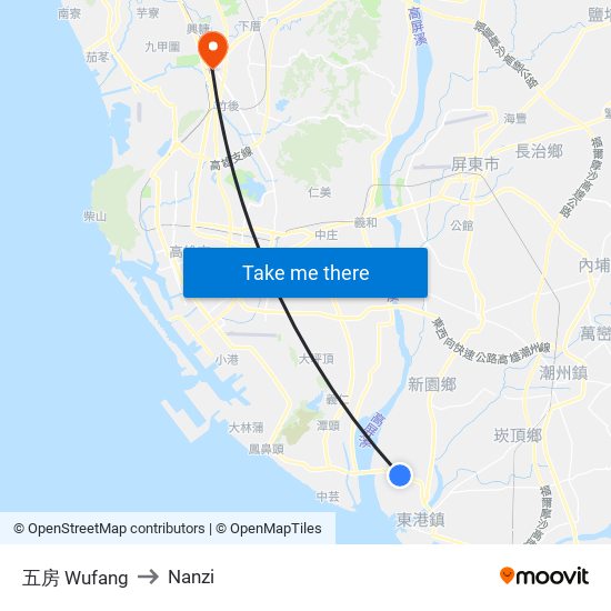 五房 Wufang to Nanzi map