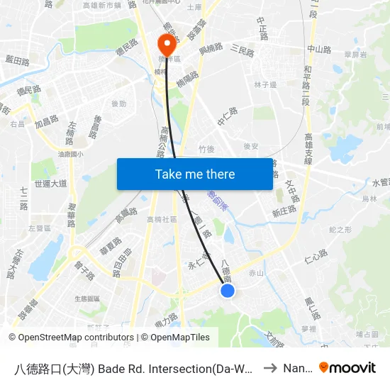 八德路口(大灣) Bade Rd. Intersection(Da-Wan) to Nanzi map