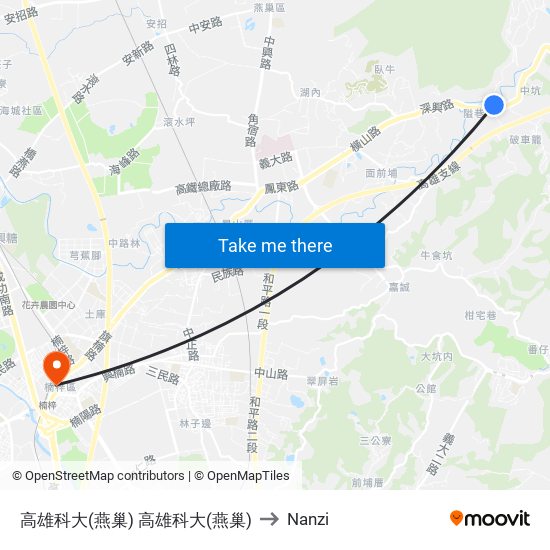 高雄科大(燕巢) 高雄科大(燕巢) to Nanzi map