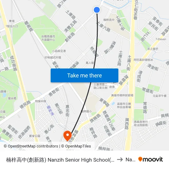 Nanzih Senior High School(Chuangsin Rd.) to Nanzi map