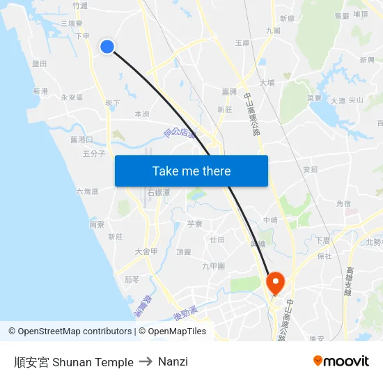 順安宮 Shunan Temple to Nanzi map