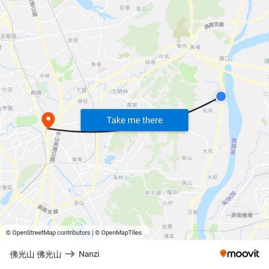 佛光山 佛光山 to Nanzi map