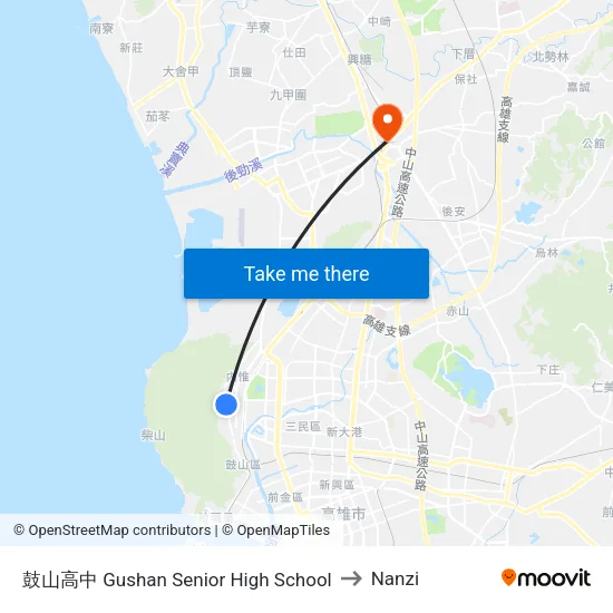 鼓山高中 Gushan Senior High School to Nanzi map