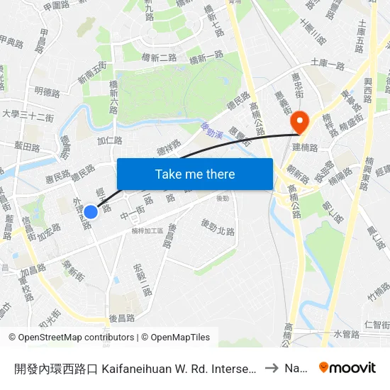 開發內環西路口 Kaifaneihuan W. Rd. Intersection to Nanzi map