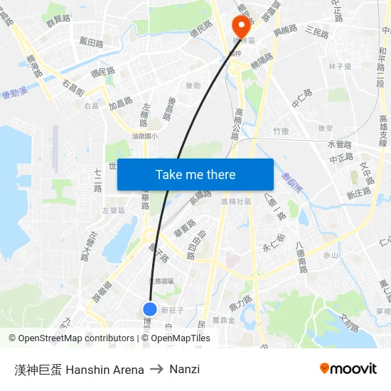 漢神巨蛋 Hanshin Arena to Nanzi map