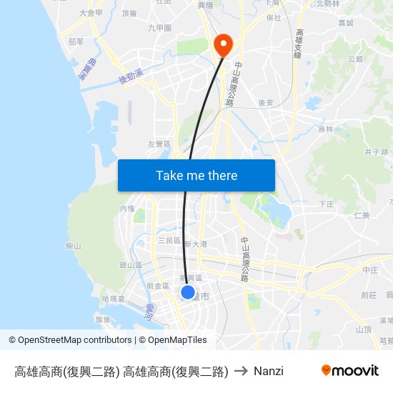 高雄高商(復興二路) 高雄高商(復興二路) to Nanzi map