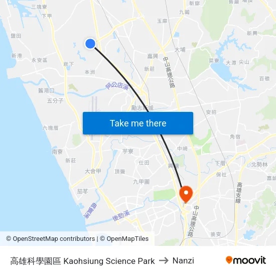 高雄科學園區 Kaohsiung Science Park to Nanzi map