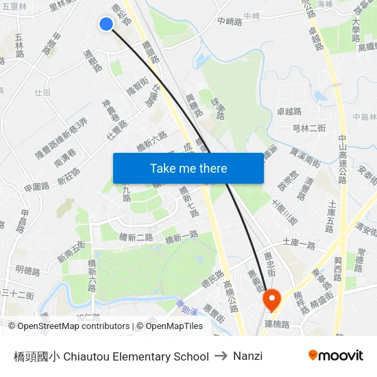 橋頭國小 Chiautou Elementary School to Nanzi map