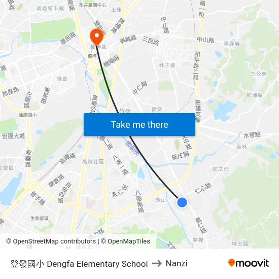 登發國小 Dengfa Elementary School to Nanzi map