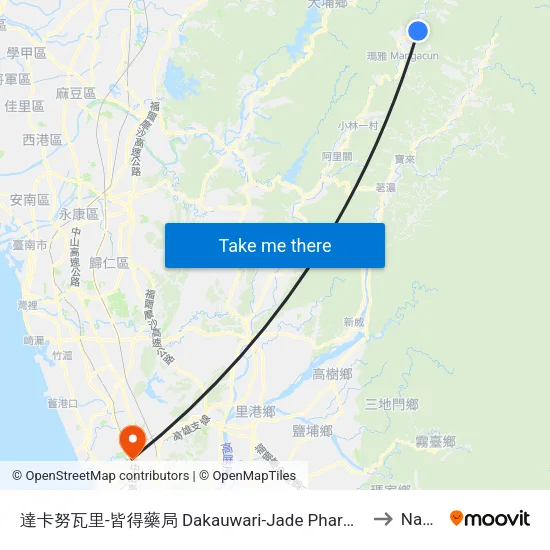達卡努瓦里-皆得藥局 Dakauwari-Jade Pharmacy to Nanzi map