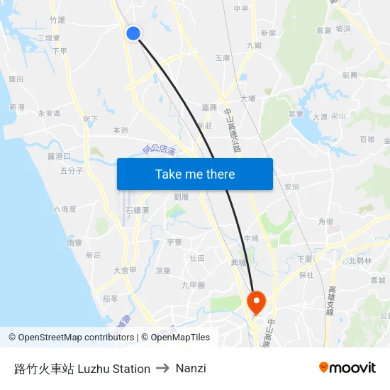 路竹火車站 Luzhu Station to Nanzi map