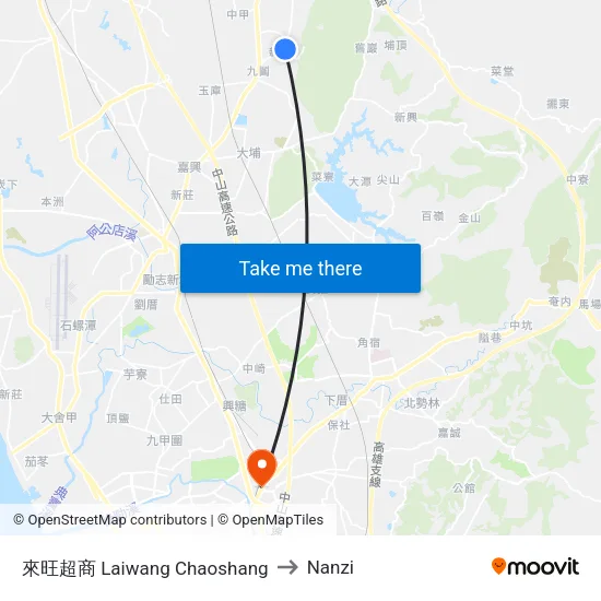 來旺超商 Laiwang Chaoshang to Nanzi map