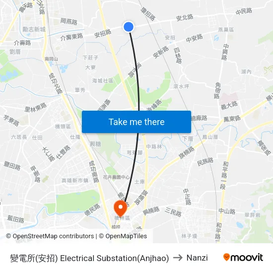變電所(安招) Electrical Substation(Anjhao) to Nanzi map