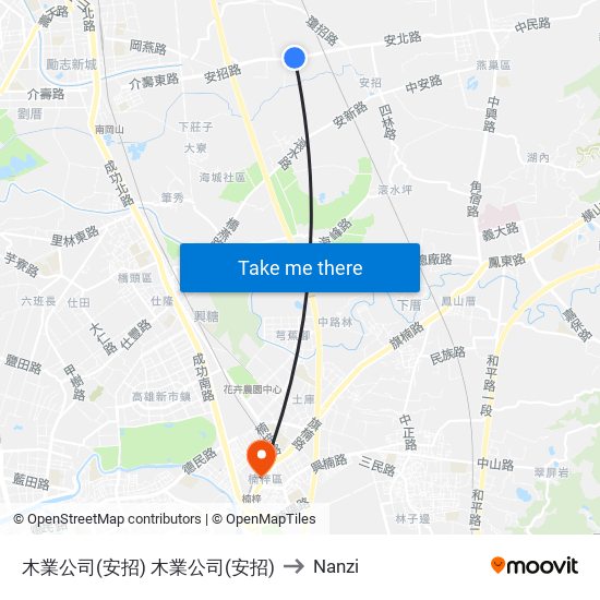 木業公司(安招) 木業公司(安招) to Nanzi map