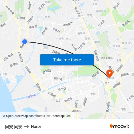 同安 同安 to Nanzi map