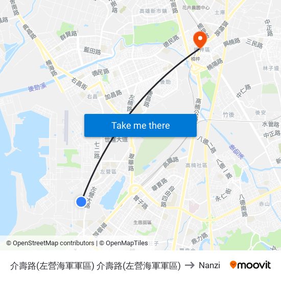 介壽路(左營海軍軍區) Jieshou Rd.(Zuoying Naval District) to Nanzi map