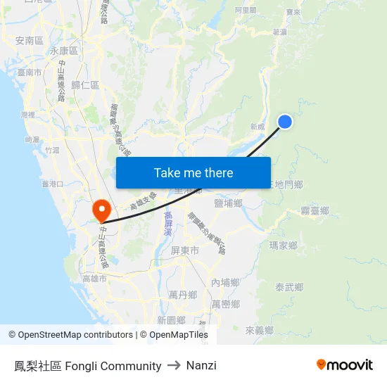 鳳梨社區 Fongli Community to Nanzi map