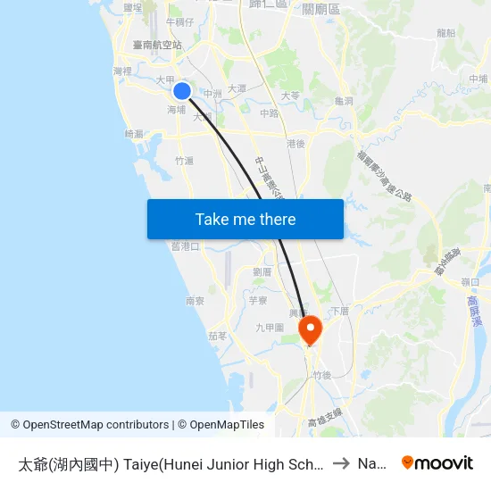 太爺(湖內國中) Taiye(Hunei Junior High School) to Nanzi map