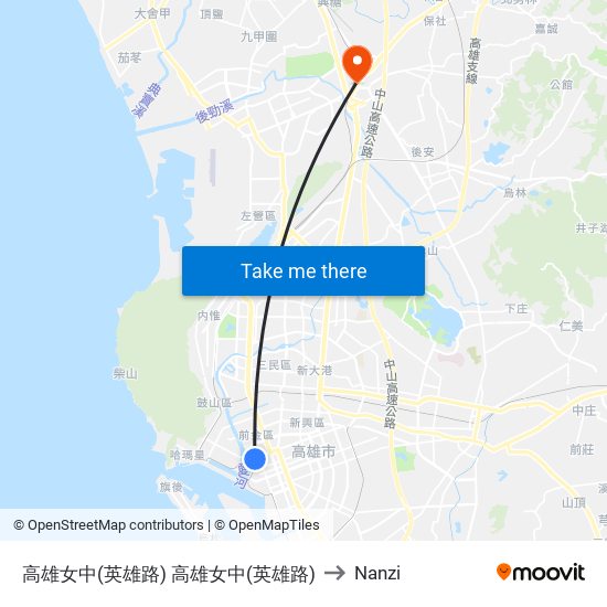 高雄女中(英雄路) 高雄女中(英雄路) to Nanzi map