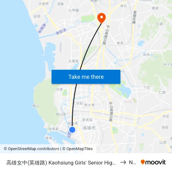 Kaohsiung Girls' Senior High School (Yingxiong Rd.) to Nanzi map